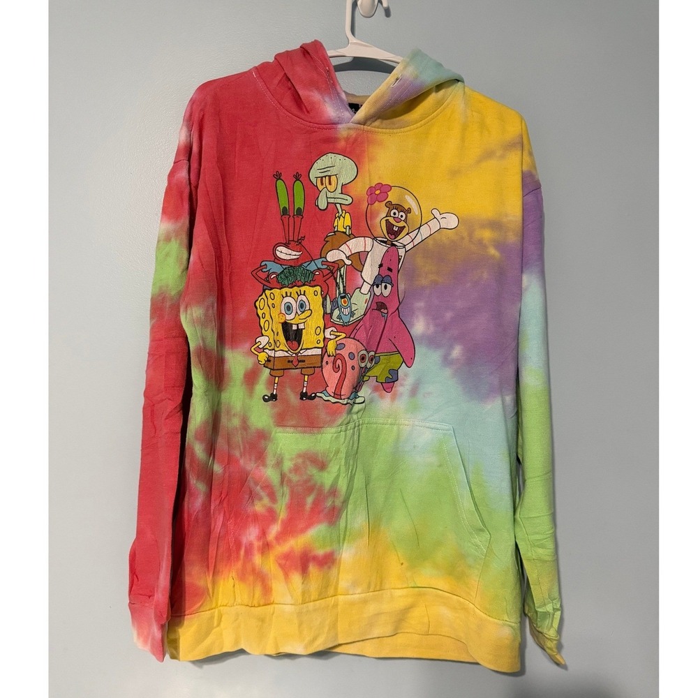 Nickelodeon Spongebob Squarepants Tie Dye Hoodie Medium Graphic Sweatshirt 1098